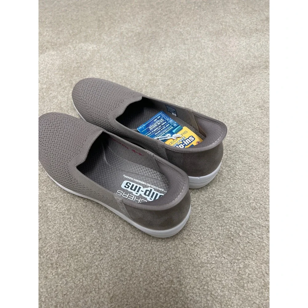 Skechers Hands Free Slip-ins Taupe Knit Sneakers 158873 Womens 8.5 NEW - Picture 2 of 7